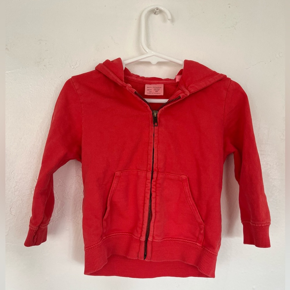 Zara Bright Red Kids Zip-Up Hoodie